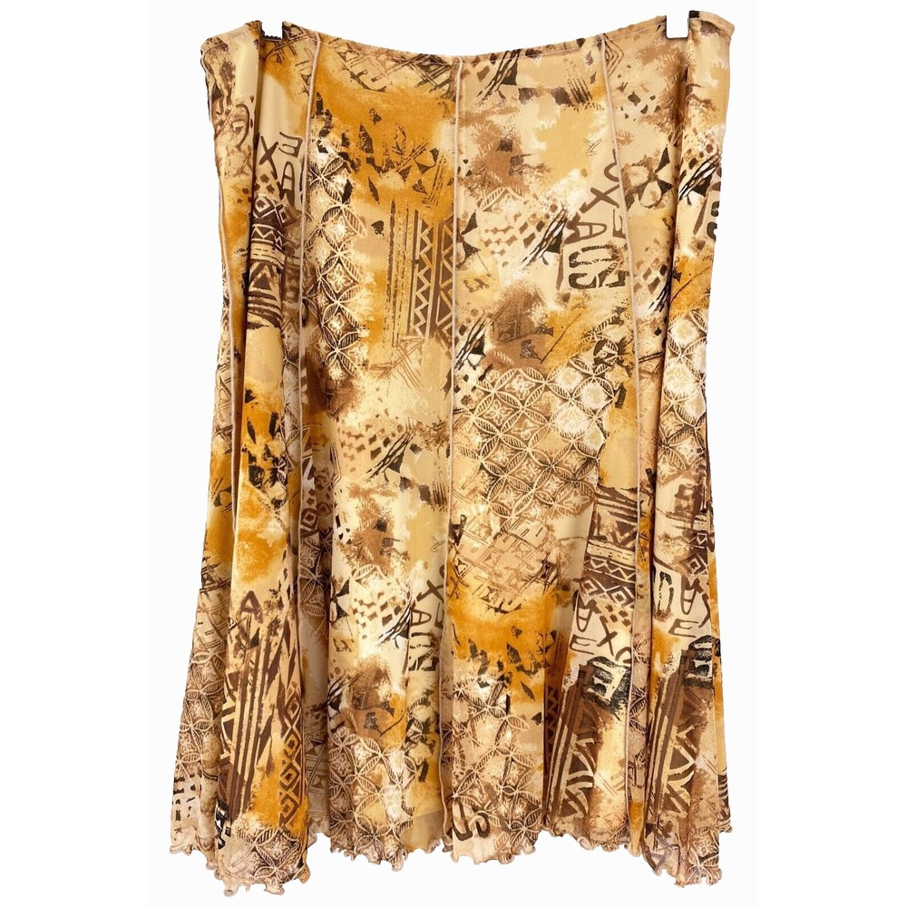 Skirt Women's 14 Laura Petite Nylon Dk Yellow Lined Flare Gored Gold Boho Casual